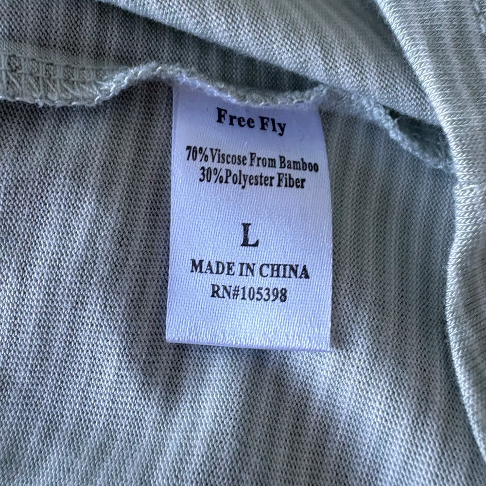 Free Fly Performance Bamboo Tank Size Large Sage Green Stripe Casual Beach Soft - Picture 5 of 8